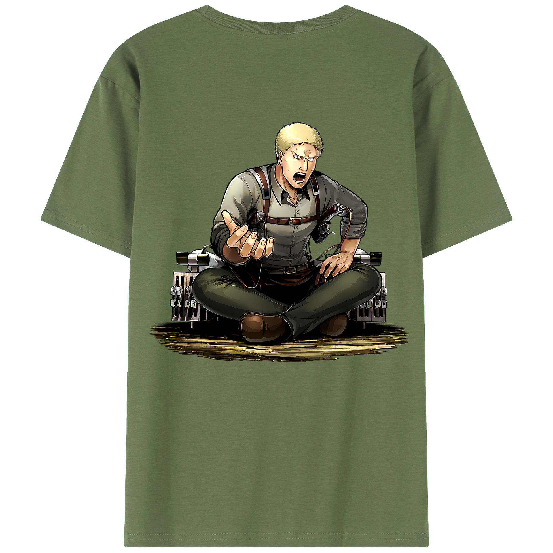 （画像用） 進撃の巨人 ライナー・ブラウン Attack on Titan Reiner Braun 綿100％ メンズ半袖Tシャツ（バックプリント） 通気性